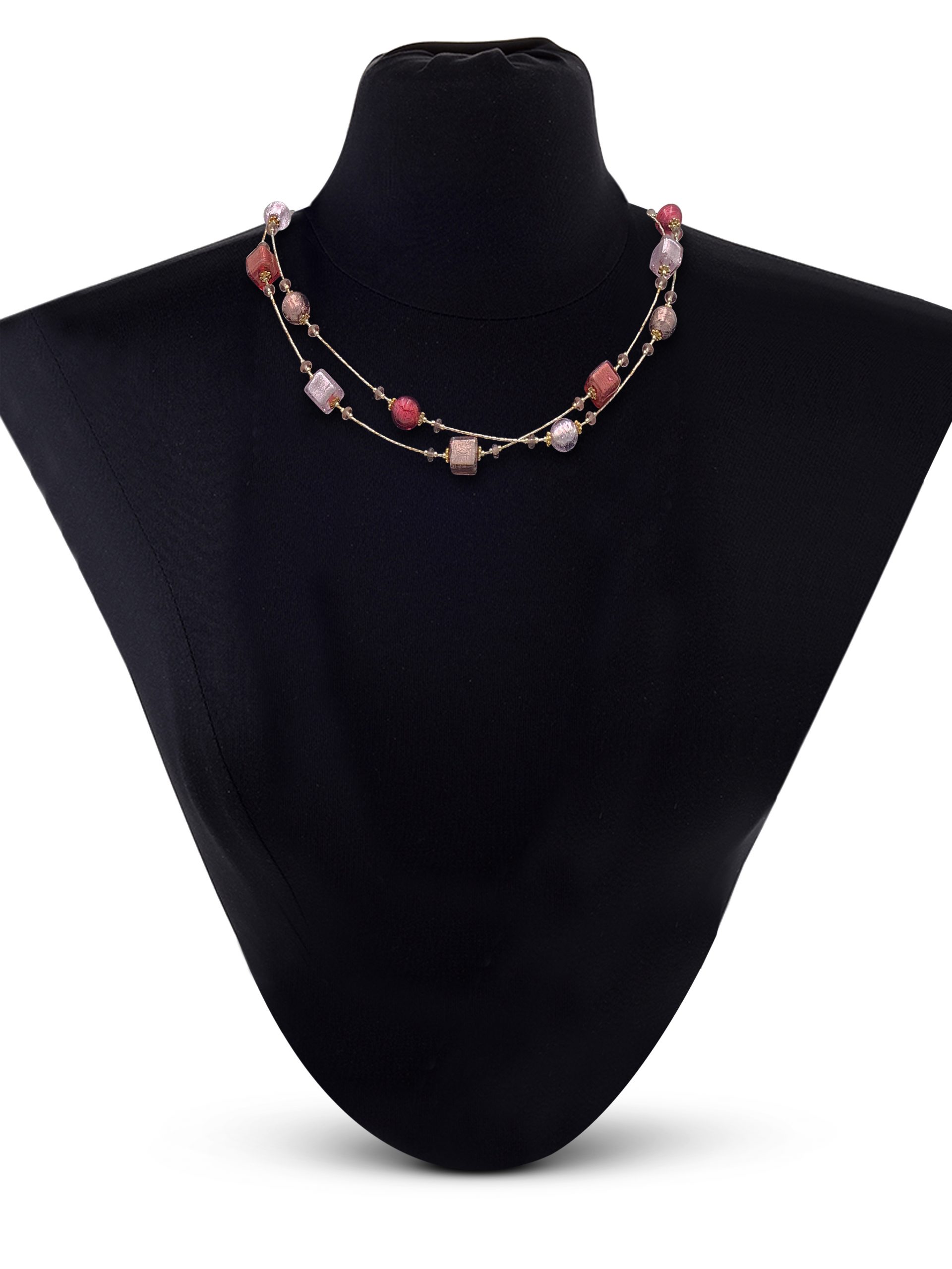 choker with an engraved multicolored main pearl Mounted on harmonic steel that adapts to each neck Necklace Murano glass Made in Murano.